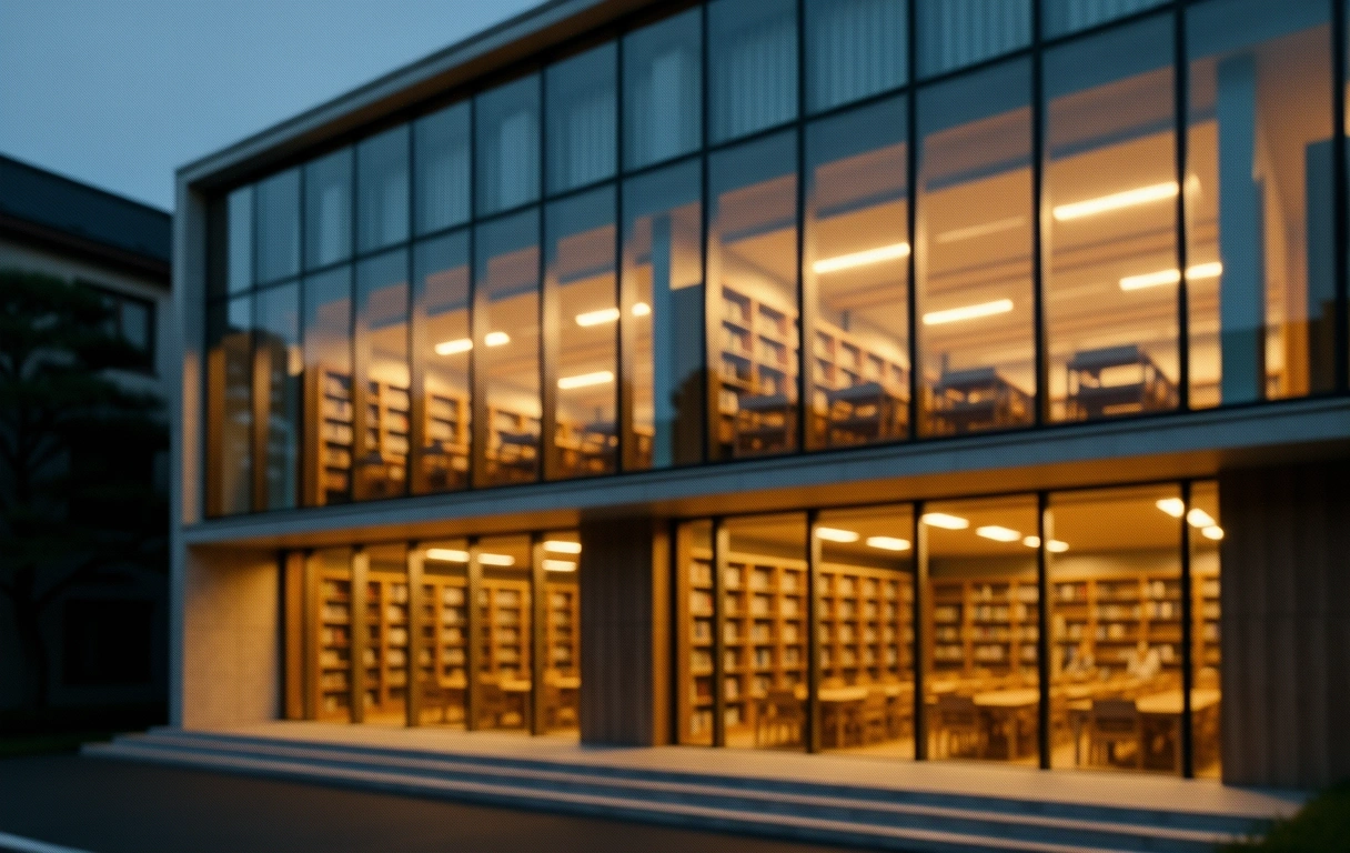 MINAVAX Educational Center at dusk